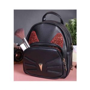Rangoon Cat Face Mini Backpack For Women Black