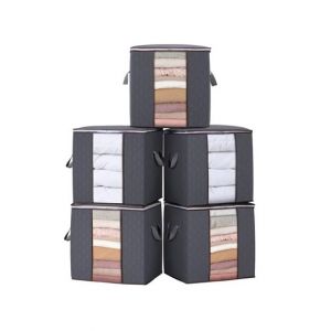 Raza Shop Portable Bamboo Charcoal Blanket Storage Bag - Pack of 5