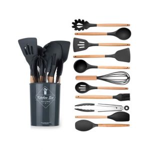 Raza Shop Silicone Cooking Utensils Set With Bucket - 12 Pieces