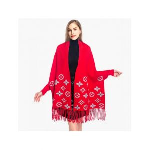 Shopeasy Printed Fleece Shawl -Red