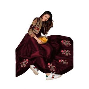 Azhari Traders Embroidery Maxi With Separate Koti 2Pcs-Red