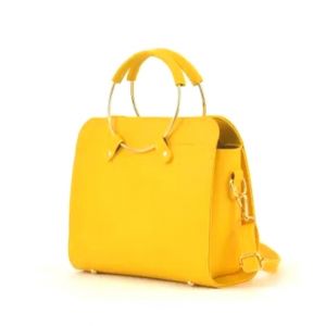 Saad Collection PU Leather Hand Bag For Women Yellow (0044)