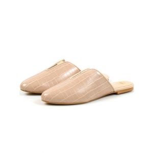 Sage Leather Backless Slipper For Women Beige (680119)-37 - Euro