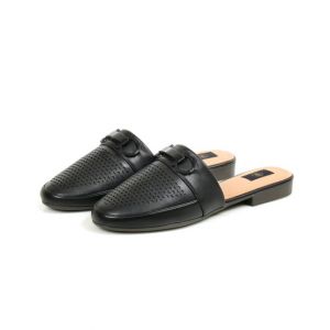 Sage Leather Backless Slipper For Women Black (990001)-36 - Euro