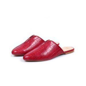 Sage Leather Backless Slipper For Women Maroon (680119)-37 - Euro