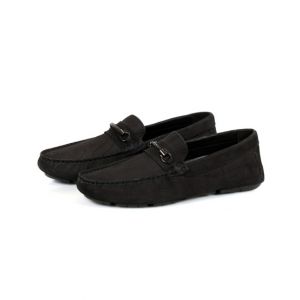 Sage Leather Casual Moccasin Shoes For Men Black (110382)-39 - Euro