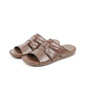 Sage Leather Casual Slippers For Men Coffee (3302)-39 - Euro