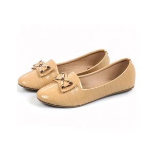 Sage Leather Flat Shoes For Women Beige (680153)-36 - Euro