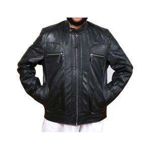 Sage Leather Men's Leather Jacket Black (110201)-Medium