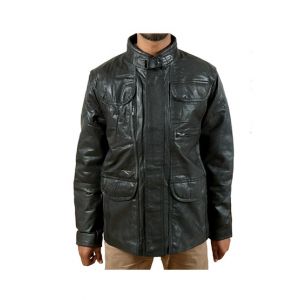 Sage Leather Men's Leather Jacket Black (25084)-Small