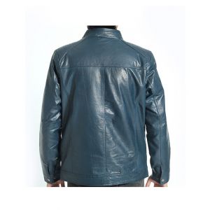 Sage Leather Men's Leather Jacket Blue (110134)-Medium
