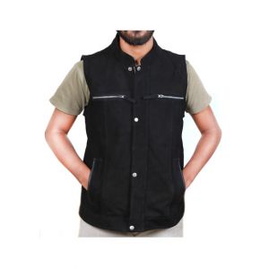 Sage Leather Men's Vest Coat Black (110175)-Medium