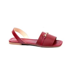 Sage Leather Sandal For Women Maroon (800194)-37 - Euro