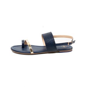 Sage Leather Sandal For Women Navy Blue (800196)-37 - Euro