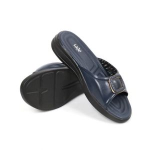 Sage Leather Slipper For Women Navy Blue (840657)-37 - Euro