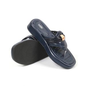 Sage Leather Slipper For Women Navy Blue (840660)-36 - Euro