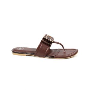 Sage Leather Synthetic Ladies Slipper Brown (840611)-37 - Euro