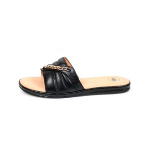 Sage Leather Synthetic Slipper For Women Black (840606)-40 - Euro