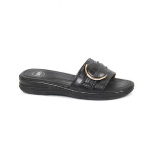 Sage Leather Synthetic Slipper For Women Black (840630)-36 - Euro