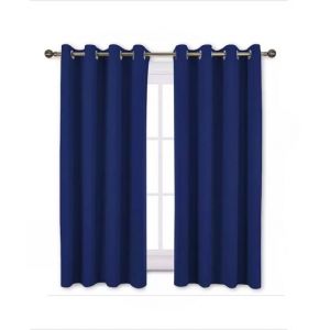Sajid Zaib Velvet Jacquard Curtains 2 Pcs Navy Blue