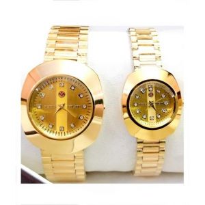 Sale Out Couple Watch With Box Golden