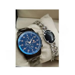 Sale Out Stainless Steel Watch & Bracelet For Men