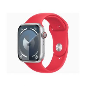 Apple Watch Series 9 Silver Aluminum Case With Sport Band-GPS &amp; Cellular-45 mm-Red