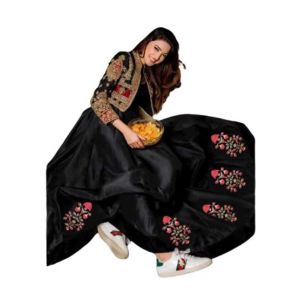 Azhari Traders Embroidery Maxi With Separate Koti 2Pcs-Black