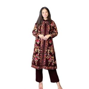 Azhari Traders Embroidered With Inner And Trouser Suit 3pcs -Red