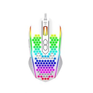 T-Dagger Imperial Honeycomb RGB Wired Gaming Mouse - White (TGM310)