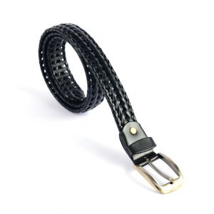 The Smart Shop Leather Braided Belt for Men - Black