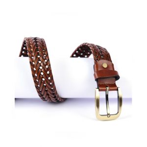 The Smart Shop Leather Braided Belt For Men - Brown
