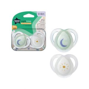 Tommee Tippee Night Time Pacifier 0-6M Pack Of 2 (TT 533465)