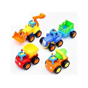 Shopeasy Set Of 4 Durable Friction Powered Construction Vehicles For Kids