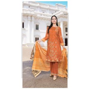 UK Fashion Neck Embroidered Lawn 3 Piece