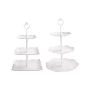Easy Shop Round and Square 3 Tier Serving Tray Stand