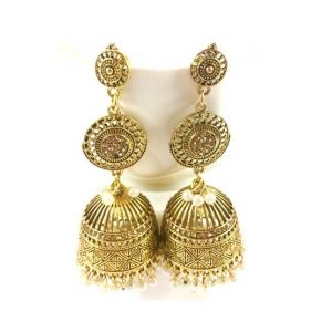 Vero by Sania Antique Spell 3 Step Bounding Jhumka with Pearls (D-261)