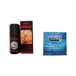 A1 Store Viga 500000 Delay Spray With Durex Condoms (3Pcs)