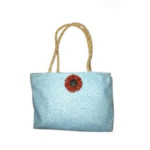 Want & Get Printed Zipper Tote Bag For Women SkyBlue