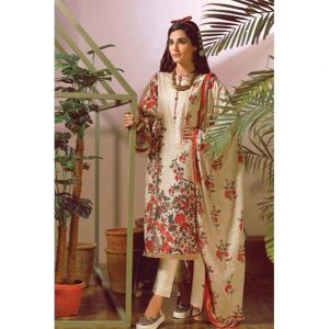 Waqas inc Embroidery Unstitched Lawn 3 Pieces Suit (0016)