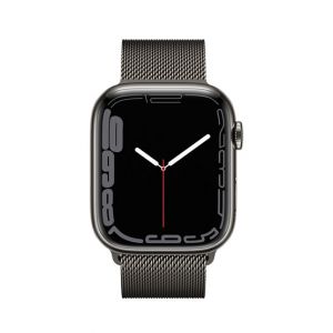 Apple Watch Series 7 45mm Black Stainless Steel Case With Black Milanese Loop - GPS + Cellular
