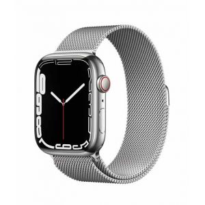 Apple Watch Series 7 45mm Silver Stainless Steel Case With Silver Milanese Loop - GPS + Cellular