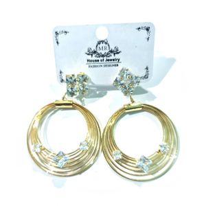 Wish Gold Plated Double Ring Earrings For Girls (0031)