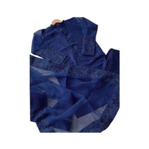 Zamzam 3pc Embroidered Dress For Women-Blue