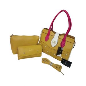 ZamZam 3pc Hand Bag For Women-Mustard