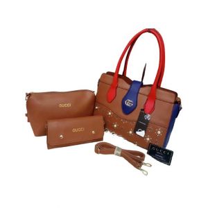 ZamZam 3pc Hand Bag For Women-Dark Brown