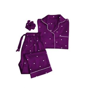 ZamZam Silk Night Suit For Women (AC-127)-Purple