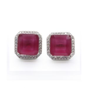 Zed Eye Cyno Squares Earrings For Women Red (ISE122B)