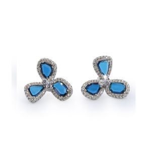 Zed Eye Floral Wheel Earrings For Women Blue (ISE001A)