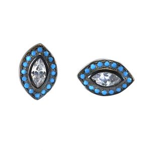 Zed Eye Hawk Eye Gemstone Earrings For Women (ISE087)
